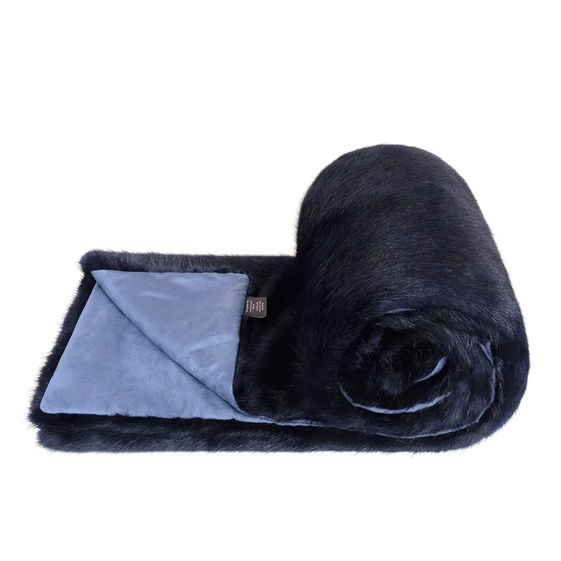 Midnight Faux Fur Throw Rolled Up Throw
