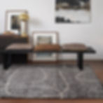 Mason Linear Black Cream Rug In A Modern Style Living Room