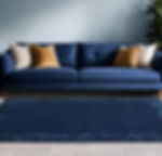 Ascot Navy Blue Modern Plain Border Rug In A Living Room