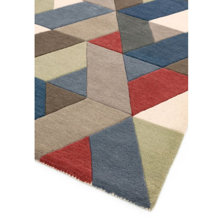Thumbnail: Funk 01 Chevron Multi Red Modern Runner Rug Corner View