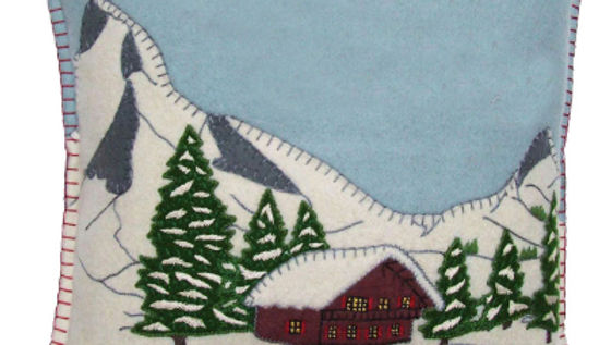 Alpine Chalet Embroidered Cushion