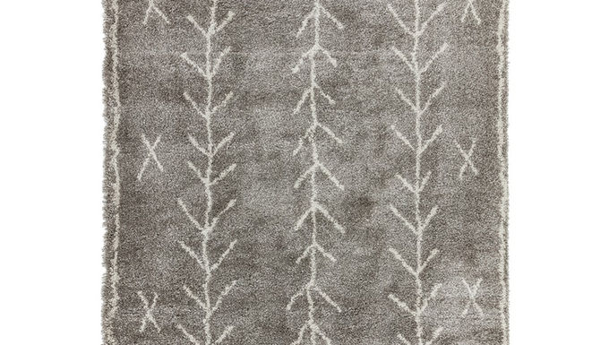 Rocco Arrow Shaggy Boho Moroccan  Rug Grey