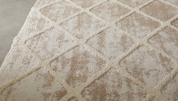 Tribal Diamond Boho Moroccan Rug Beige