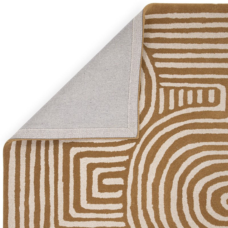 Thumbnail: Reef Curves Ochre Geometric Rug RF28 Backing View