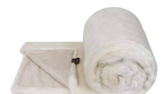 Ermine White Faux Fur Plain Throw