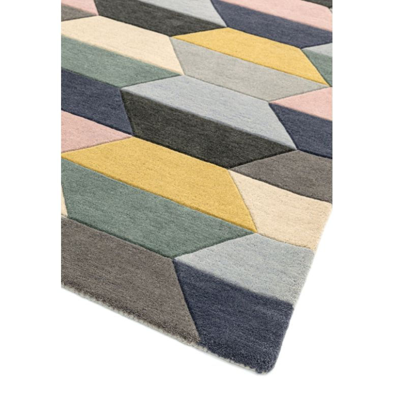 Thumbnail: Funk Honeycomb Pastel Modern Geometric Rug Corner View