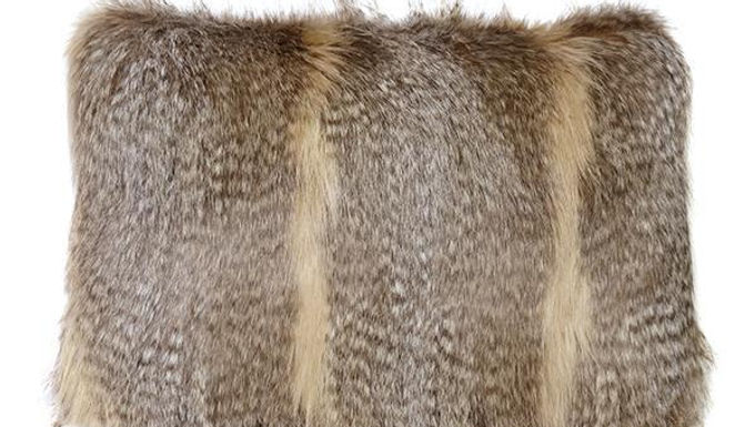 Siberian Wolf Faux Fur Rectangular Cushion