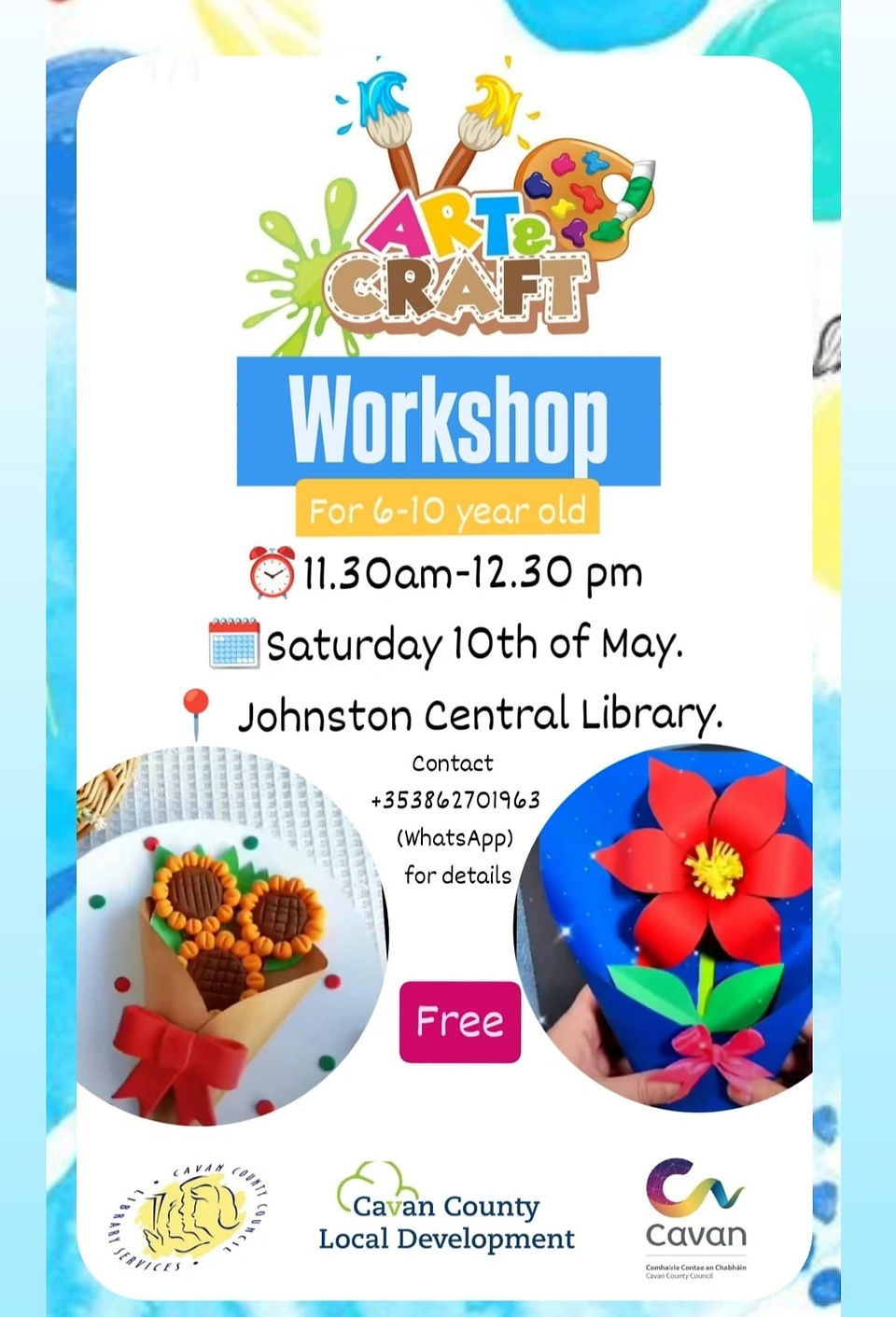 Art Craft Workshop: 10am-12pm Saturday 10th of May, Jefferson Central Library. Free!