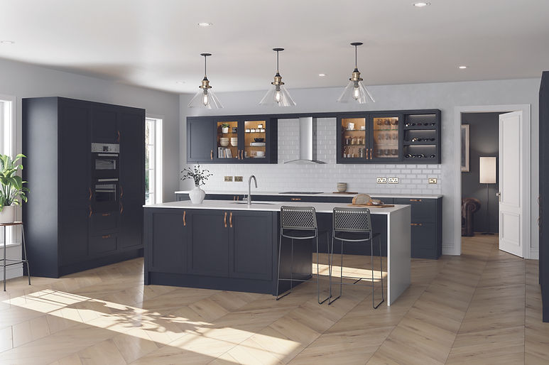 Traditional Shaker kitchen in Indigo