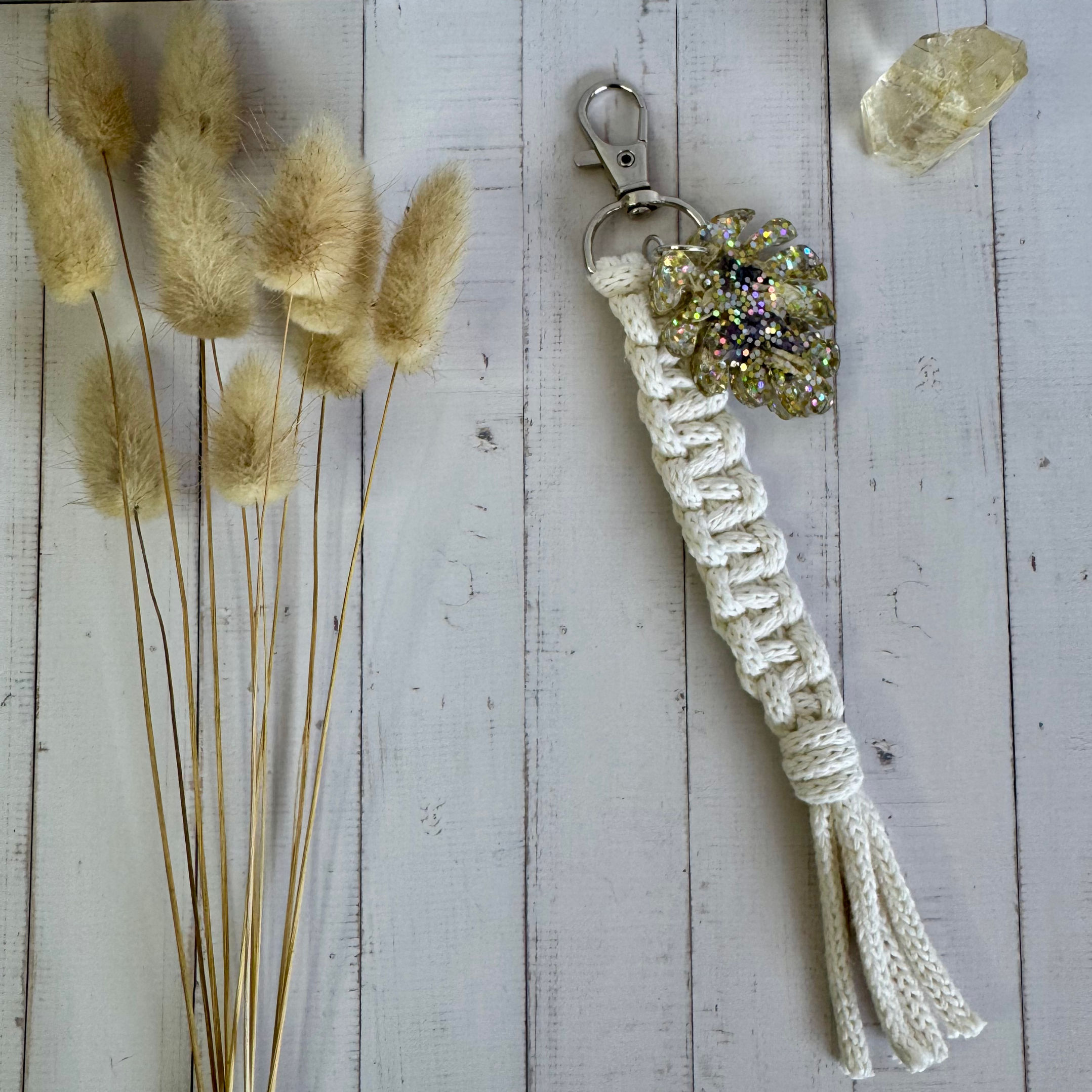 Porte clé Monstera pailleté - Collaboration avec kyra