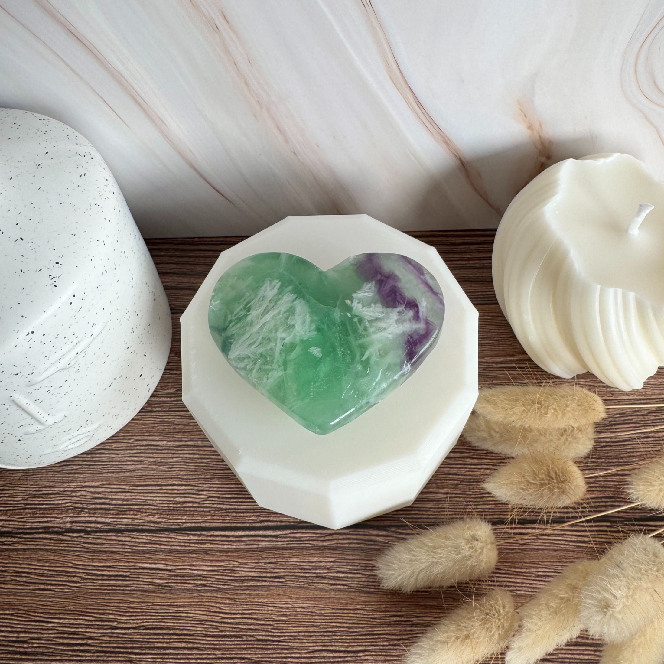 Coeur en Fluorite neige 2