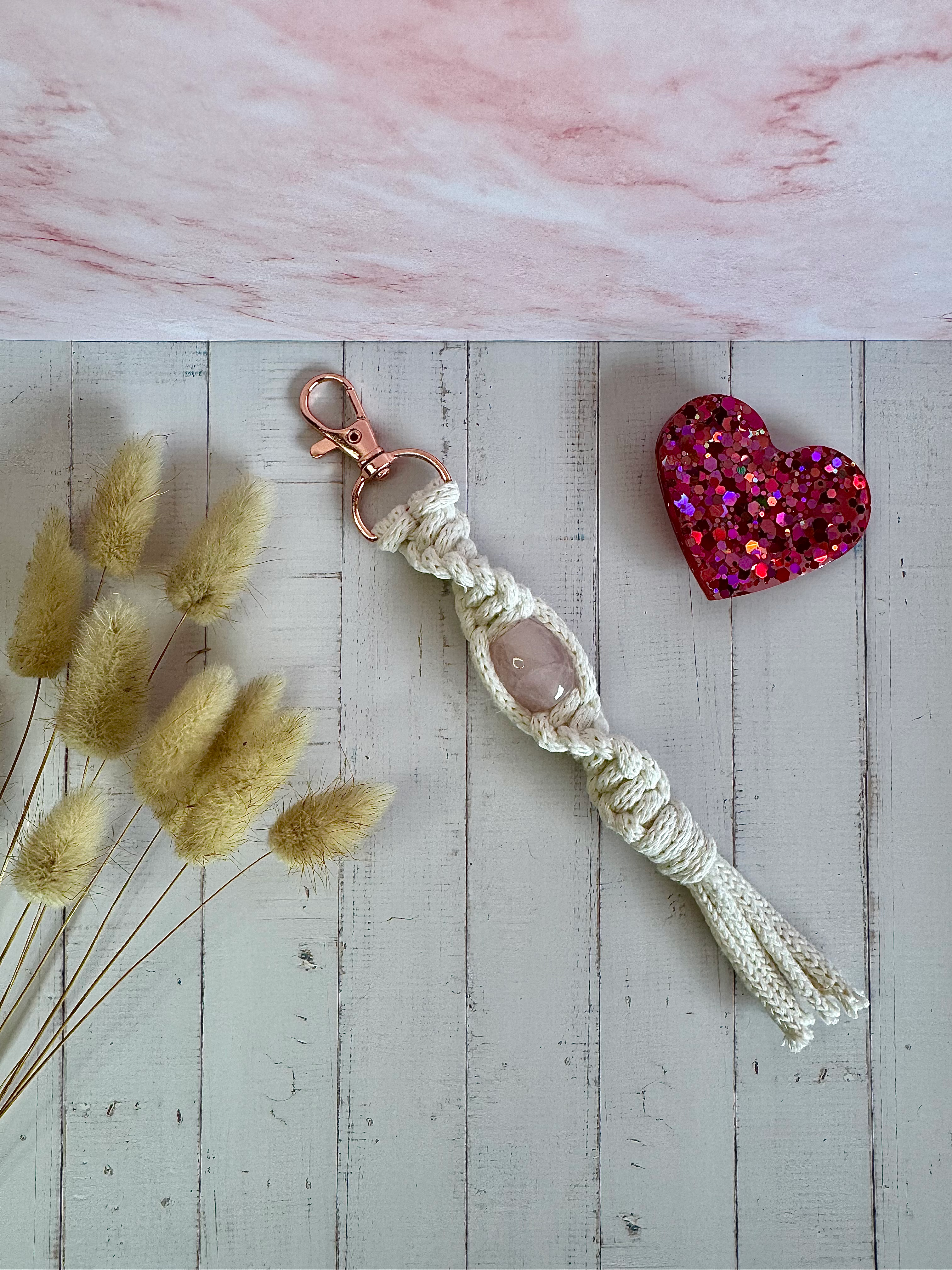 Porte clé tourbillon quartz rose