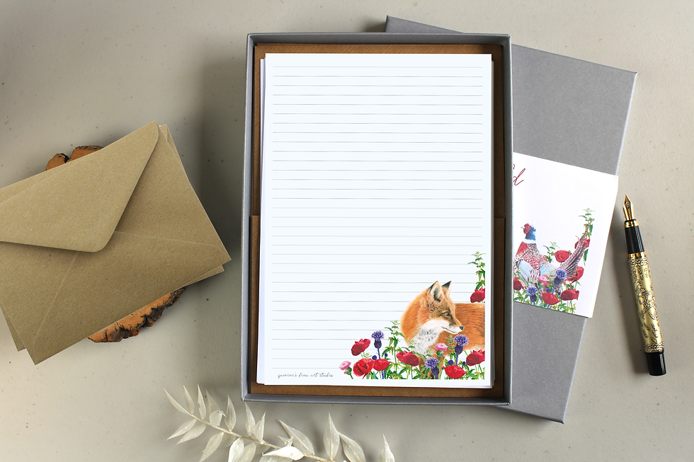 Thumbnail: A5 Luxury Writing Paper Sheets | Fox | Poppy Field Collection