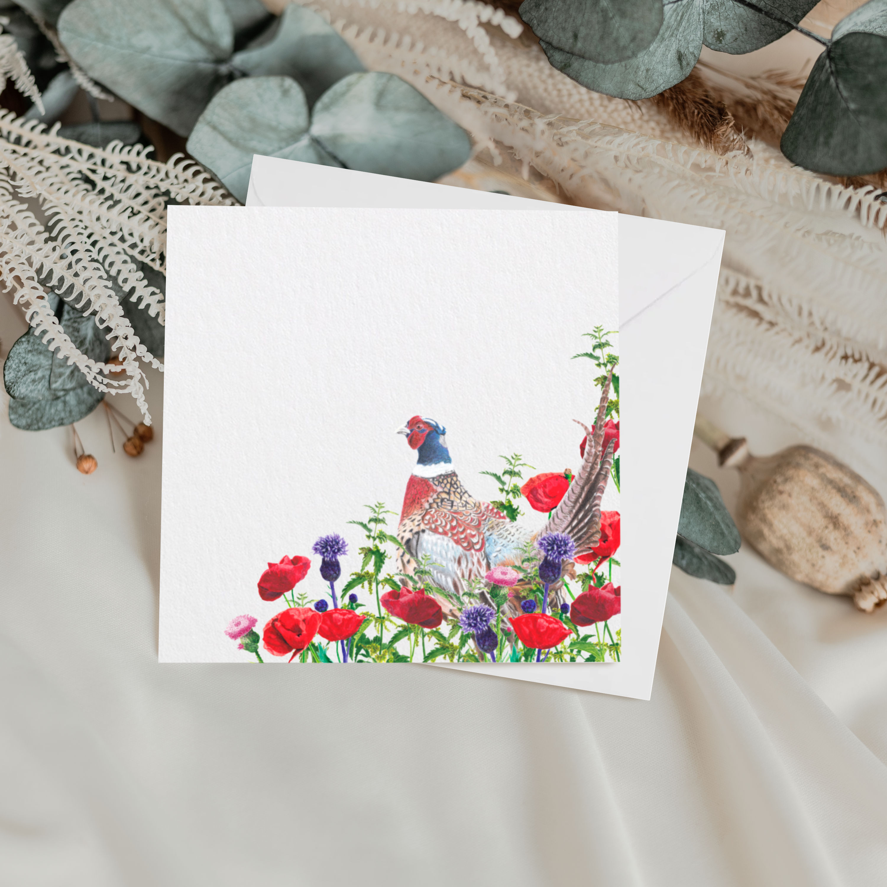 Poppy Field Pheasant Greetings Card | Poppy Field Collection
