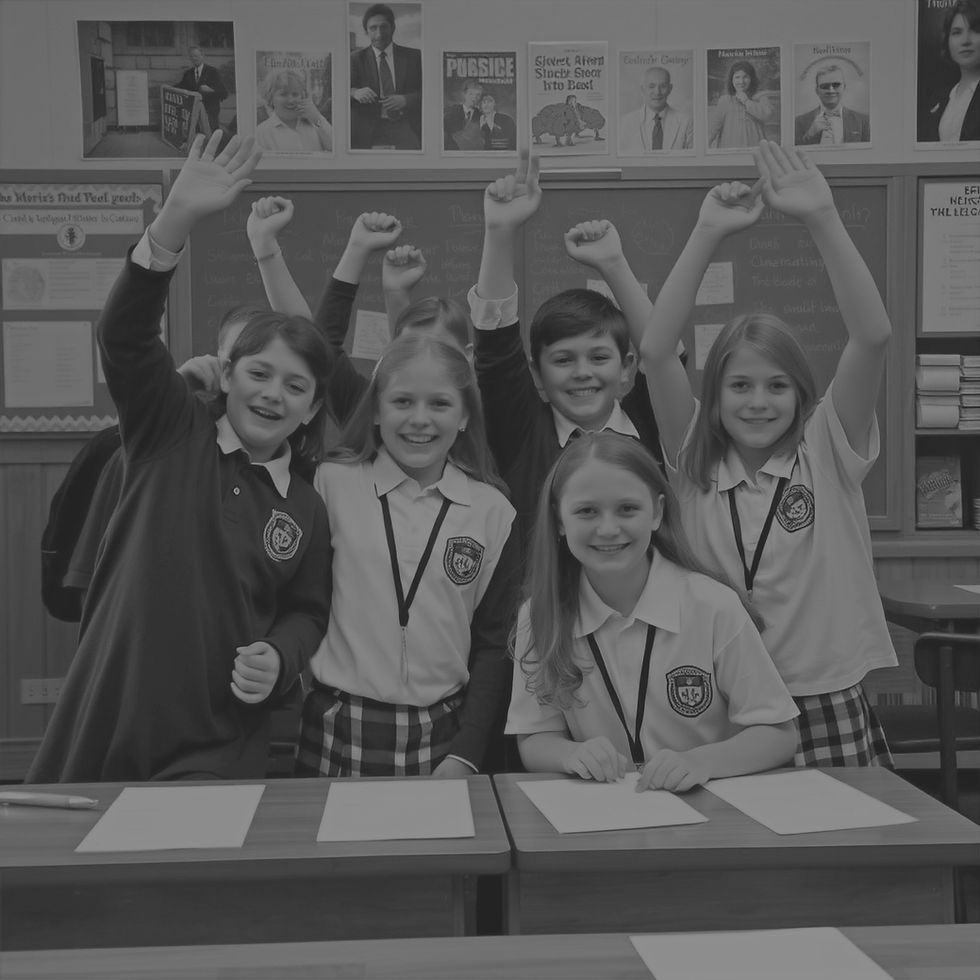 junior school students from england celebrating their success.jpg