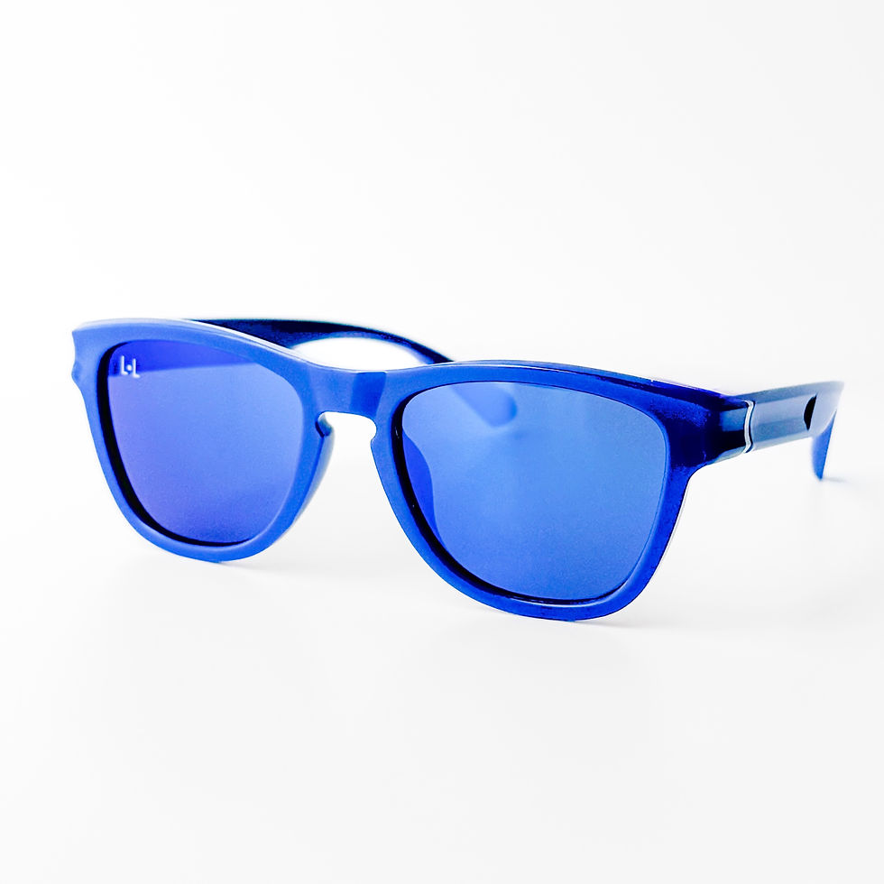 Thumbnail: kids cobalt blue mirrored sunglasses with lightweight frame and UV protection by Levi & Lena Co.