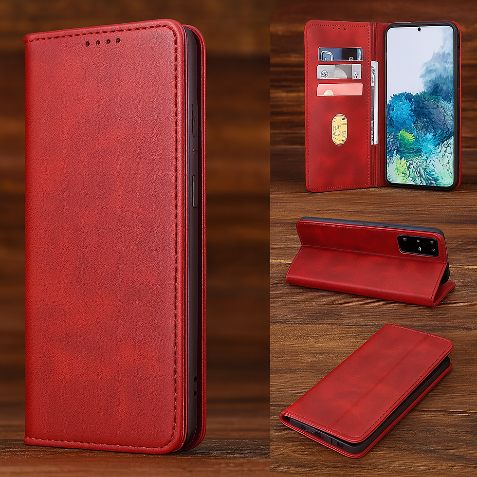 כיסוי ארנק אדום לסמסונג Galaxy A51 עם סגירה מגנטית ודמוי עור יוקרתי