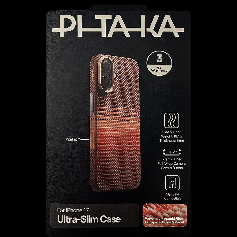 כיסוי PITAKA Ultra-Slim Aramid ל-iPhone 17 בצבע חום, כיסוי דק וקל במיוחד מסיבי Aramid עם MagSafe וכפתור מצלמה PitaTap