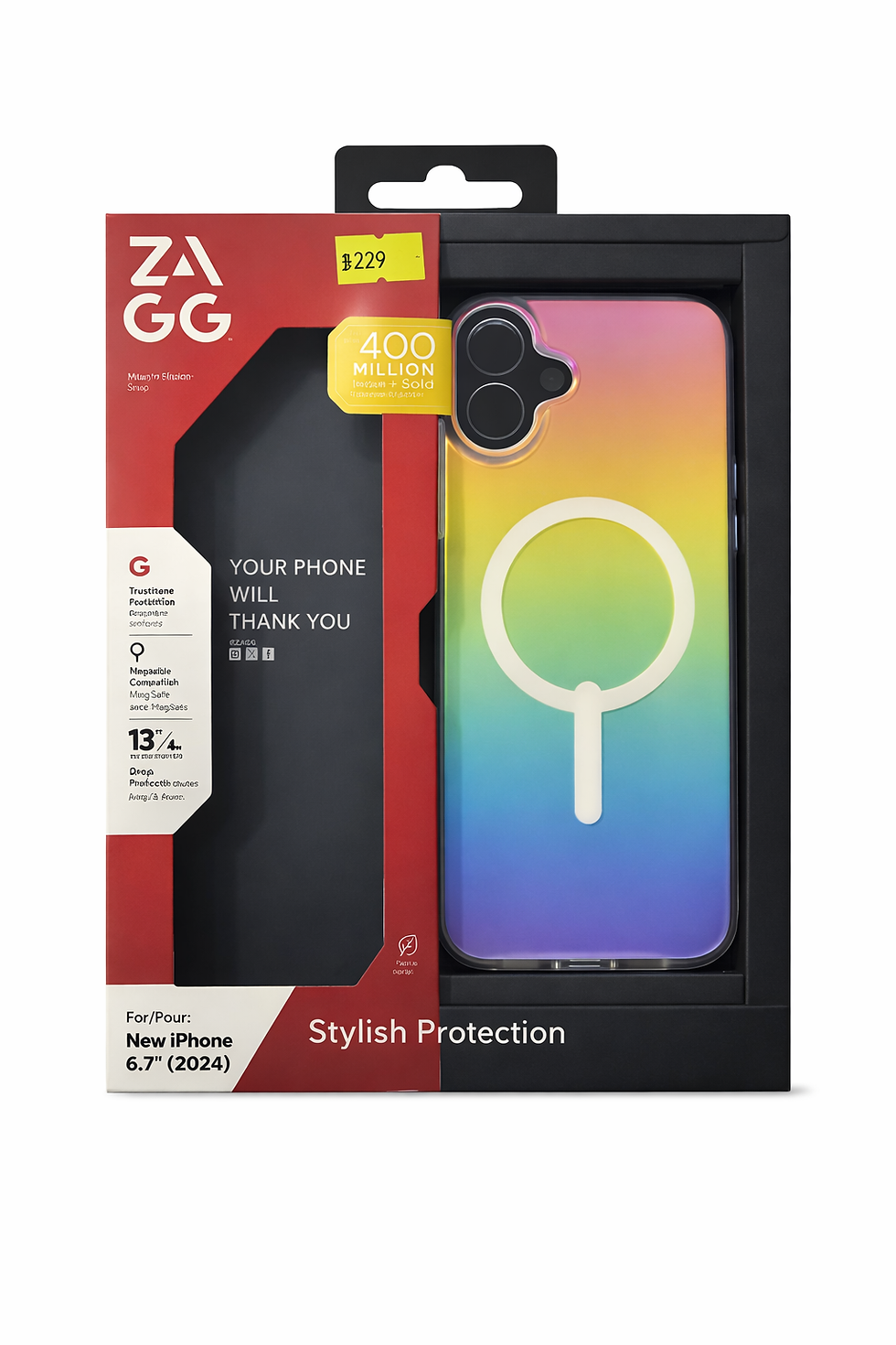 כיסוי ZAGG MagSafe צבעוני לאייפון 16 Plus עם הגנה מנפילות