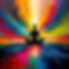 A vibrant abstract expressionist scene featuring a person meditating, seated in a cross-le