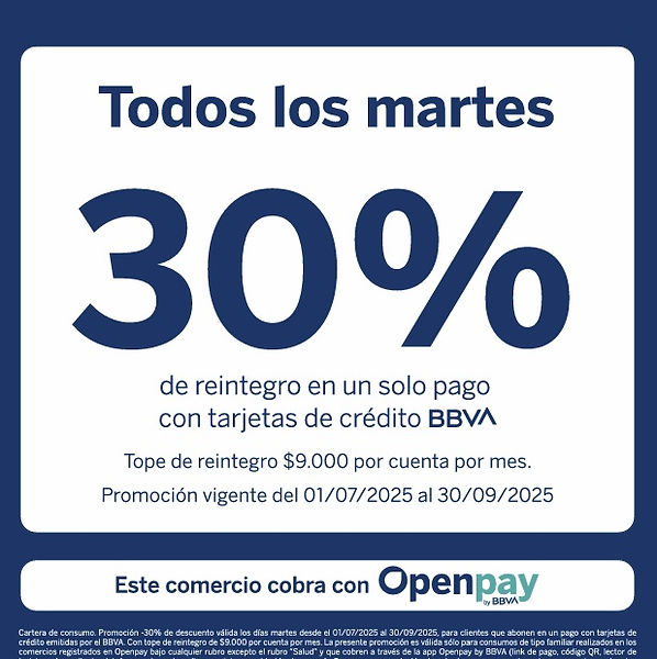 Todos los martes, abonando con tarjetas de crédito BBVA, obtenés un 30% de reintegro en un solo pago.
La promoción estará vigente entre el 01/07/2025 y el 30/09/2025, con un tope de $9.000 de reintegro por cuenta por mes.
Disfrutá Termas del Guaychú con este beneficio especial y pagá menos gracias a BBVA y Openpay.