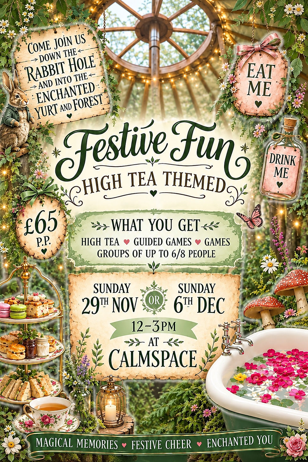 december festive high tea yurt and sauna guided experience