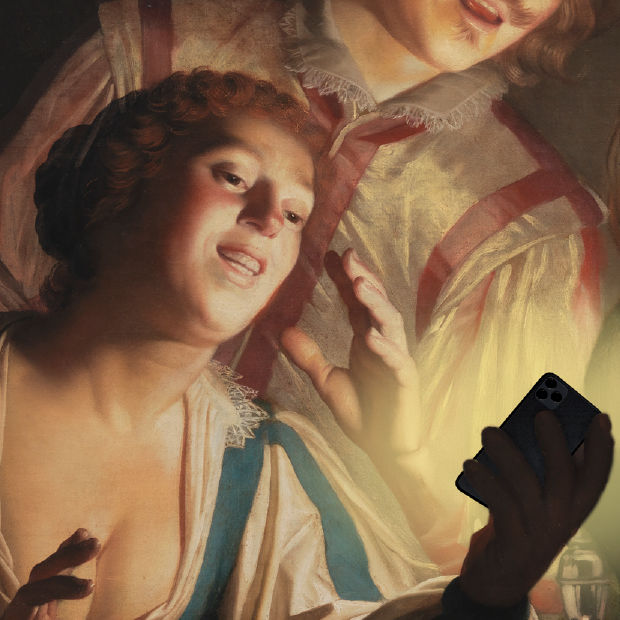 Thumbnail: Put your phone away (Honthorst) Landscape Altered Art Print