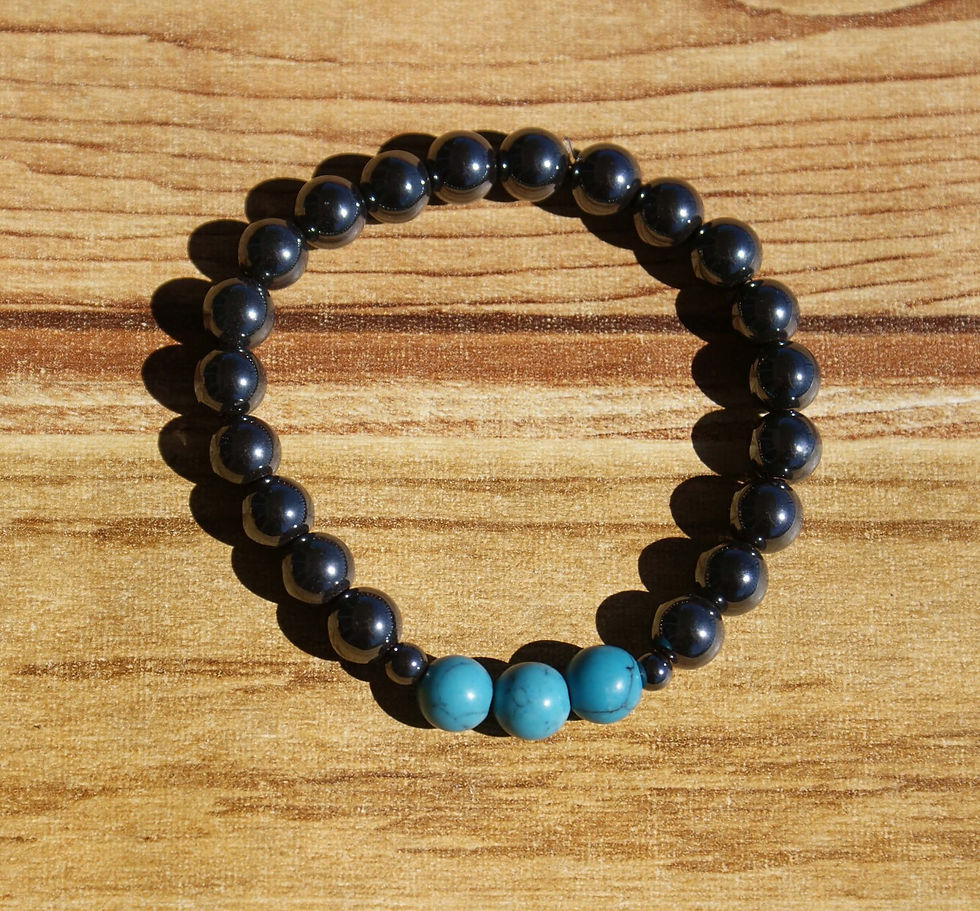 Miniaturbild: Armband aus Hämatit und Howlith von Mayd in Germany Edelsteinschmuck