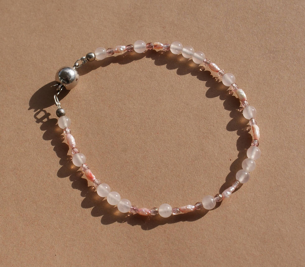 Miniaturbild: Zierliches Rosenquarz Armband von Mayd in Germany Edelsteinschmuck