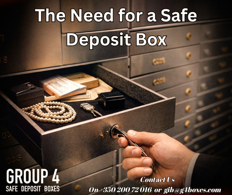 A sleek and modern vault facility showcasing high-security safe deposit boxes in Gibraltar