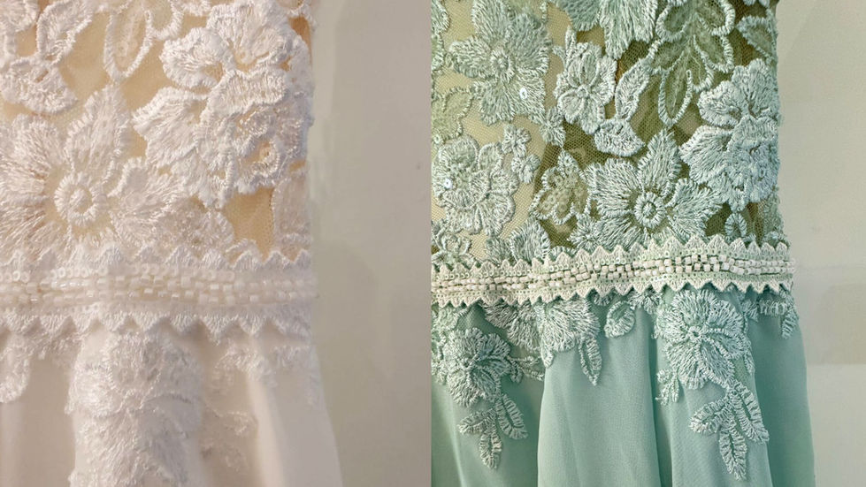 Spitzenkleid gefärbt in mintgrün