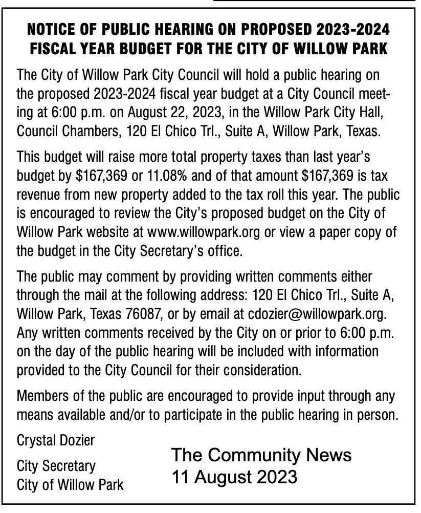 Willow Park Property Tax for 2023 and the Devil in the Details