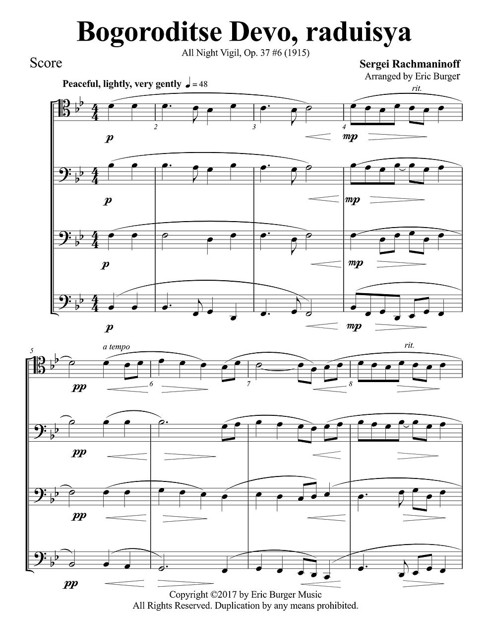 Rachmaninoff, Sergei - Bogoroditse Devo, raduisya - Quartet