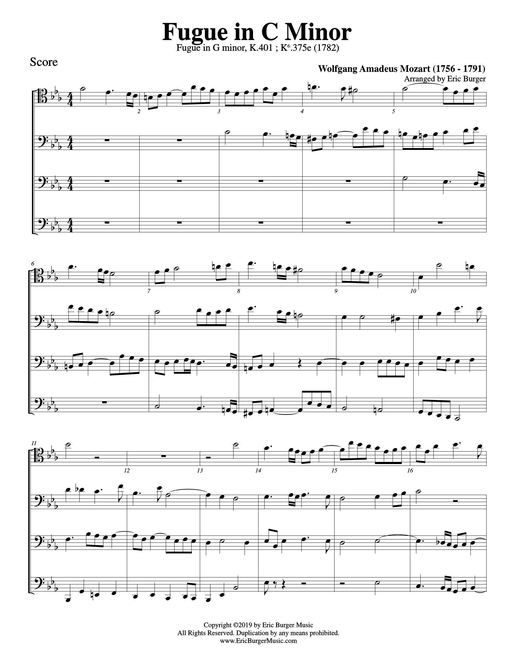 Mozart, Wolfgang - Fugue in C Minor - Quartet