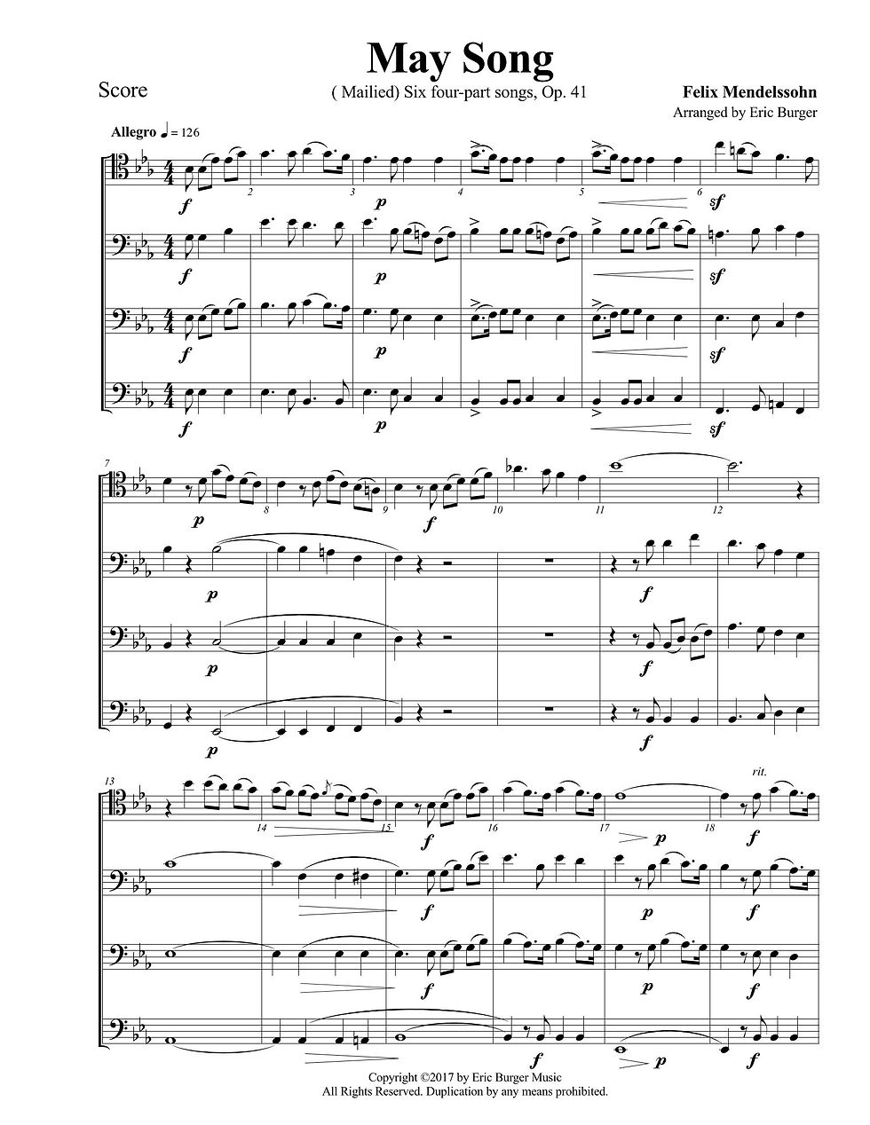 Mendelssohn, Felix - May Song - Quartet