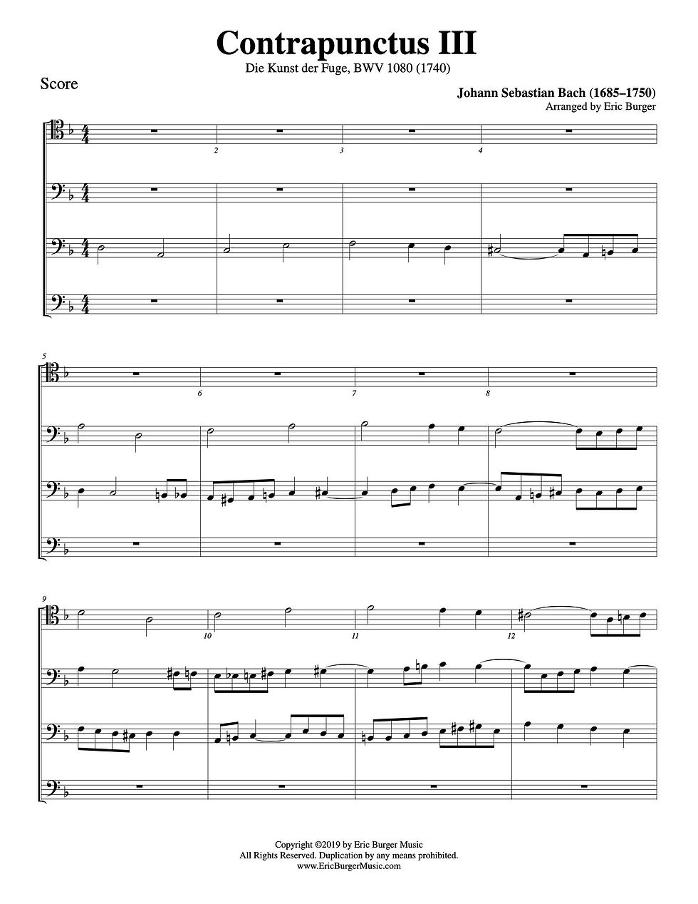 Bach, Johann Sebastian - Contrapunctus III - Quartet