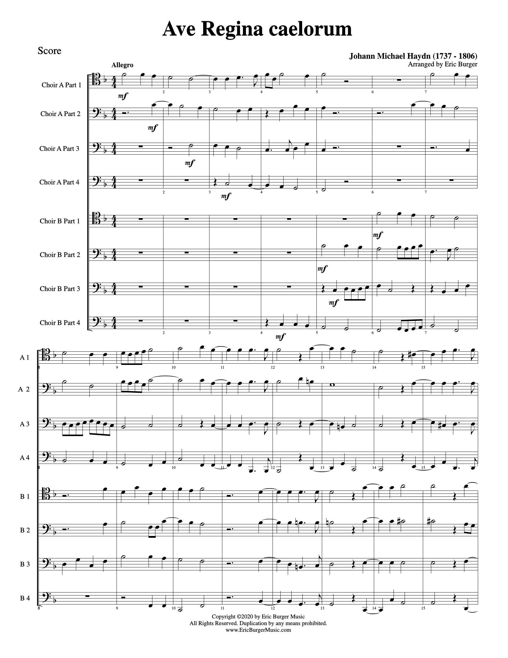 Hayden, Johann Michael - Ave Regina caelorum - Octet