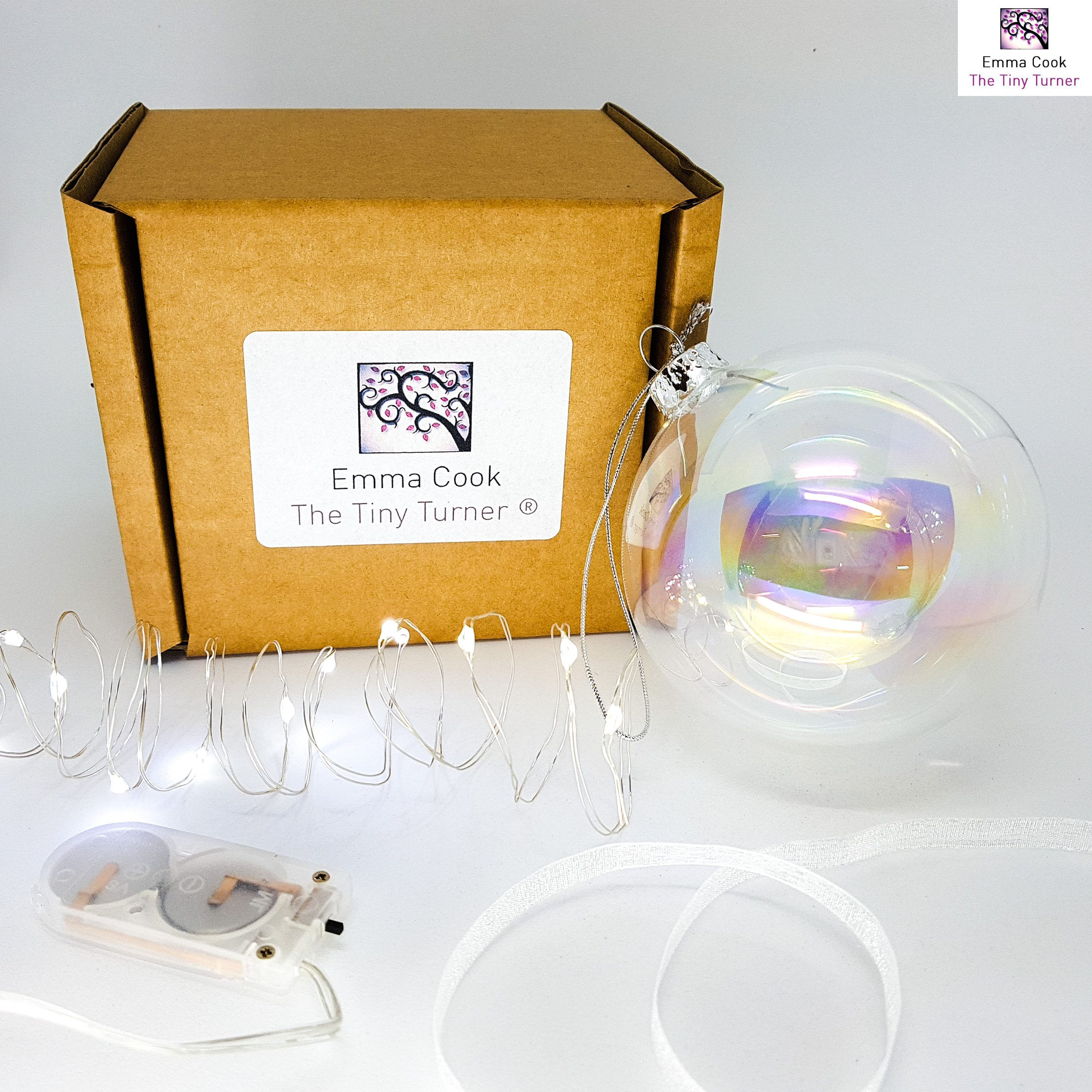 DIY Bauble Kit for Woodturners (Silver Wire; Cold White LEDs)