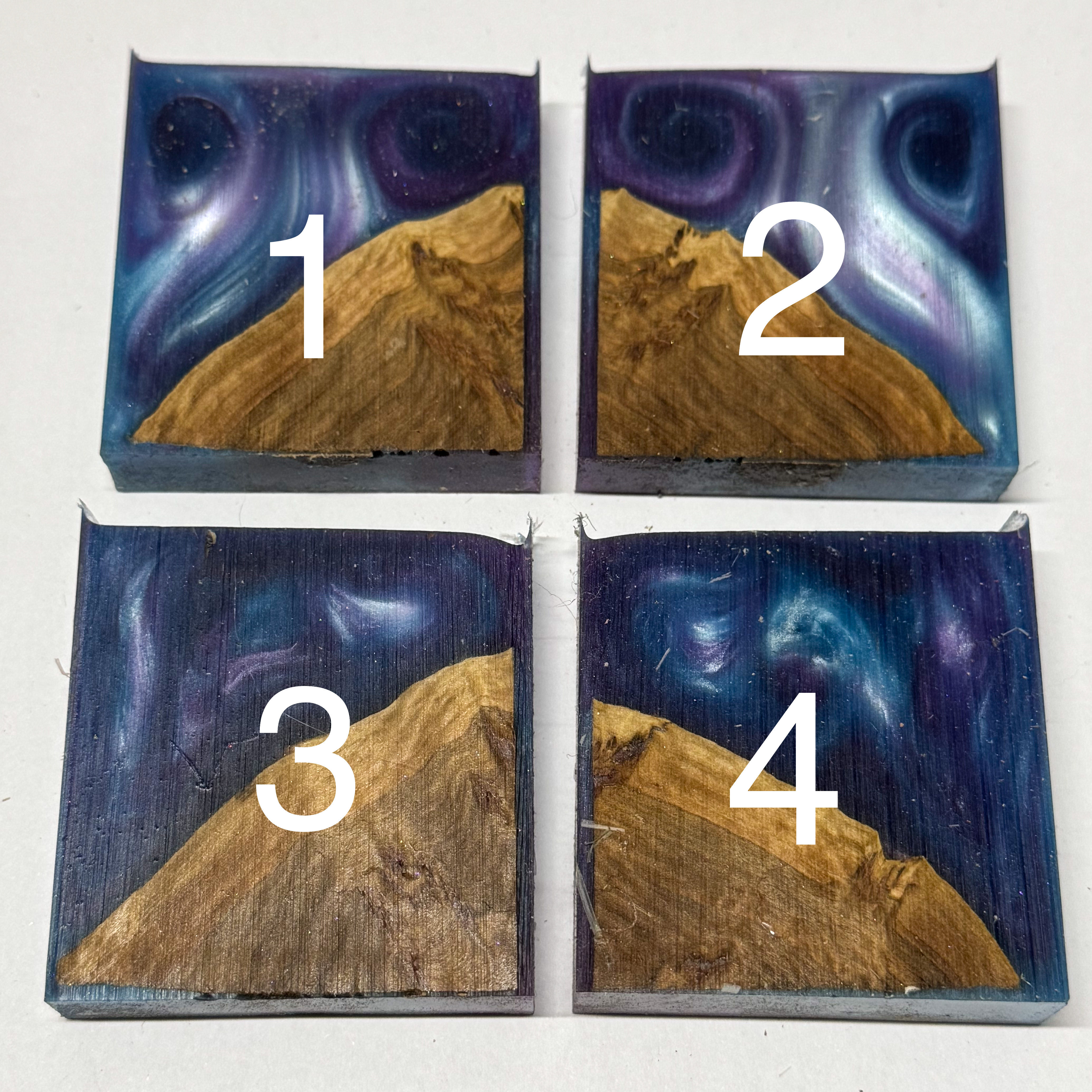 Single 2" Hybrid Pendant Blank - Blue and Lilac 'Stormy Skies'