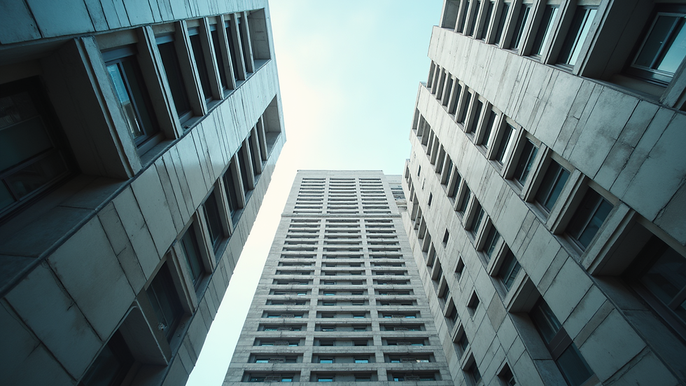 Eye-level view of a modern apartment building exterior