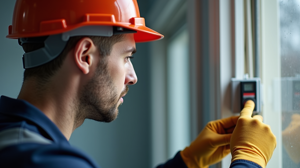 Close-up view of a professional inspector checking electrical wiring in a residential property
