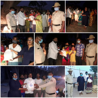 Photos from kit distribution drive in 2020 around Gubbi Cross, Baglur.