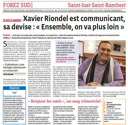 07-02-2015 Xavier Riondel est communicant, sa devise « Ensemble, on va plus loin »