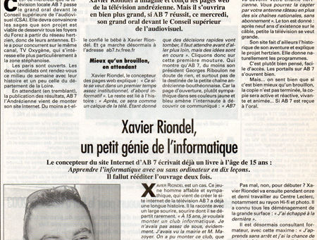 01-04-2003 Loire - Télévision : la chaîne câblée AB7 a son site Internet - Xavier Riondel, un petit génie de l'informatique
