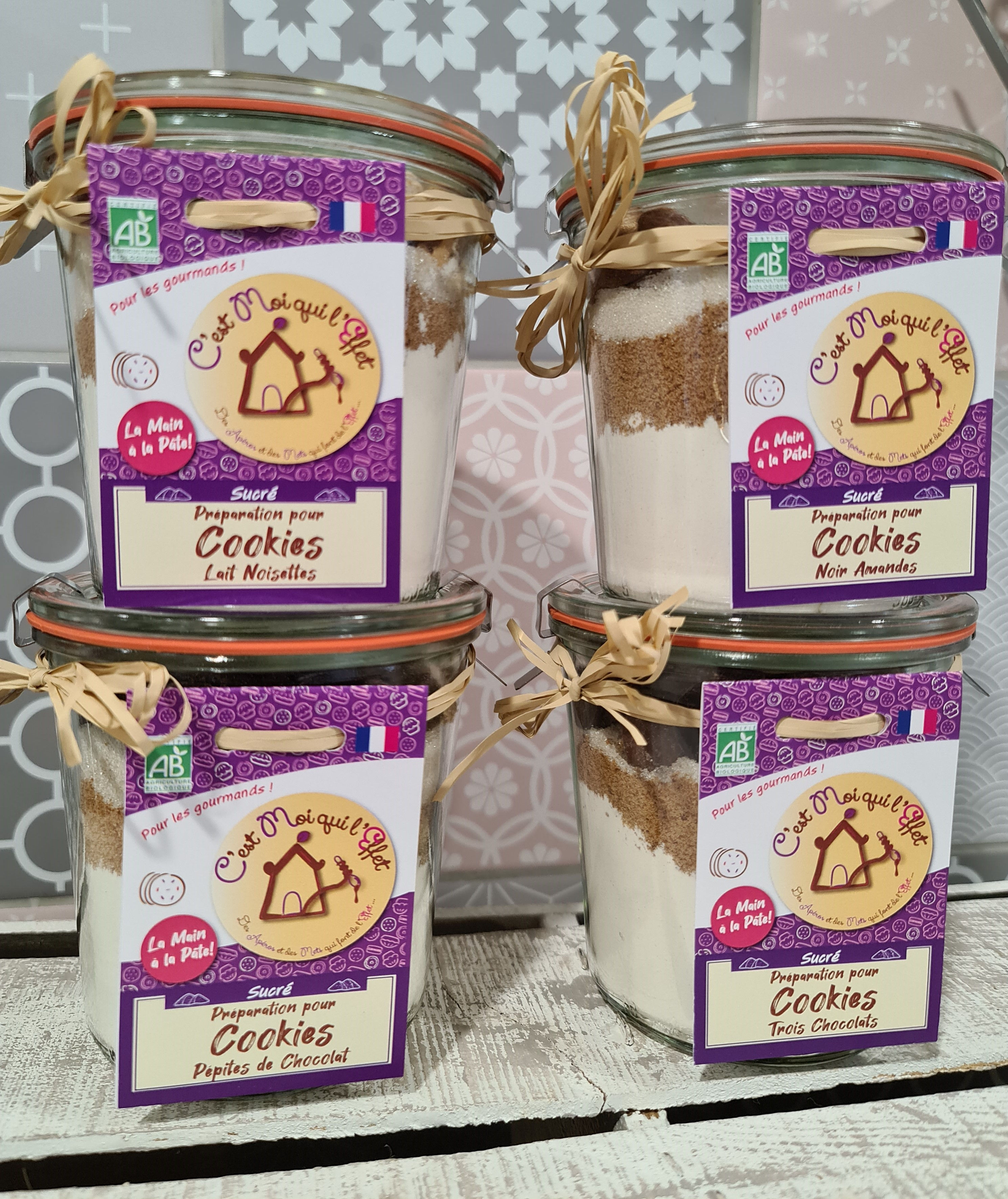 Bocal đ Kit pour Cookies đȘ 3 chocolats BIO