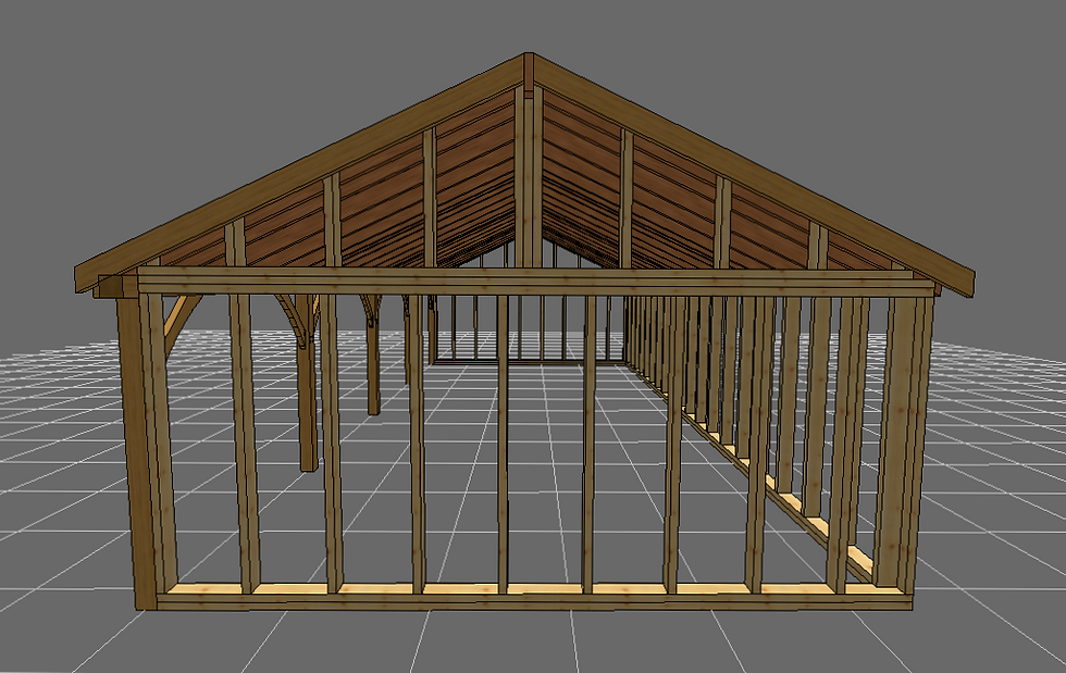 Thumbnail: 4 Bay Oak Front Framed Garage With Stud Walls | 12m x 5.5m | Type 5