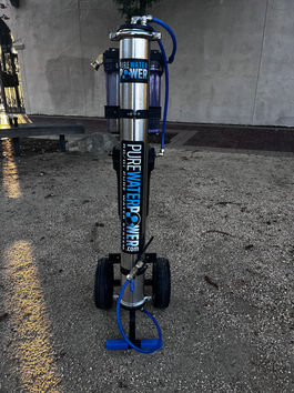 Elite Washing SCV DI equipment organized on site for window cleaning in Newhall.