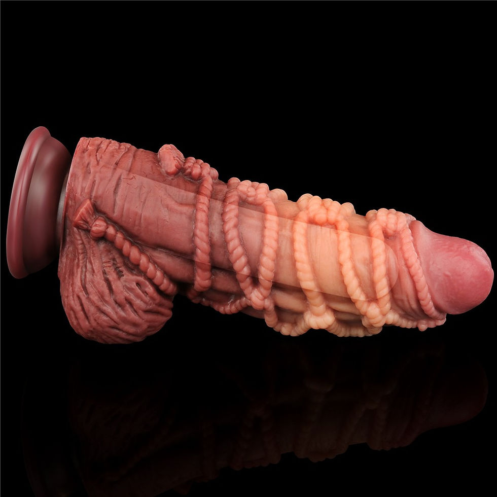 Μικρογραφία: Dildo διπλής πυκνότητας με εφέ bondage "Platinum Silicone Cock " -(24cm/7.7cm)