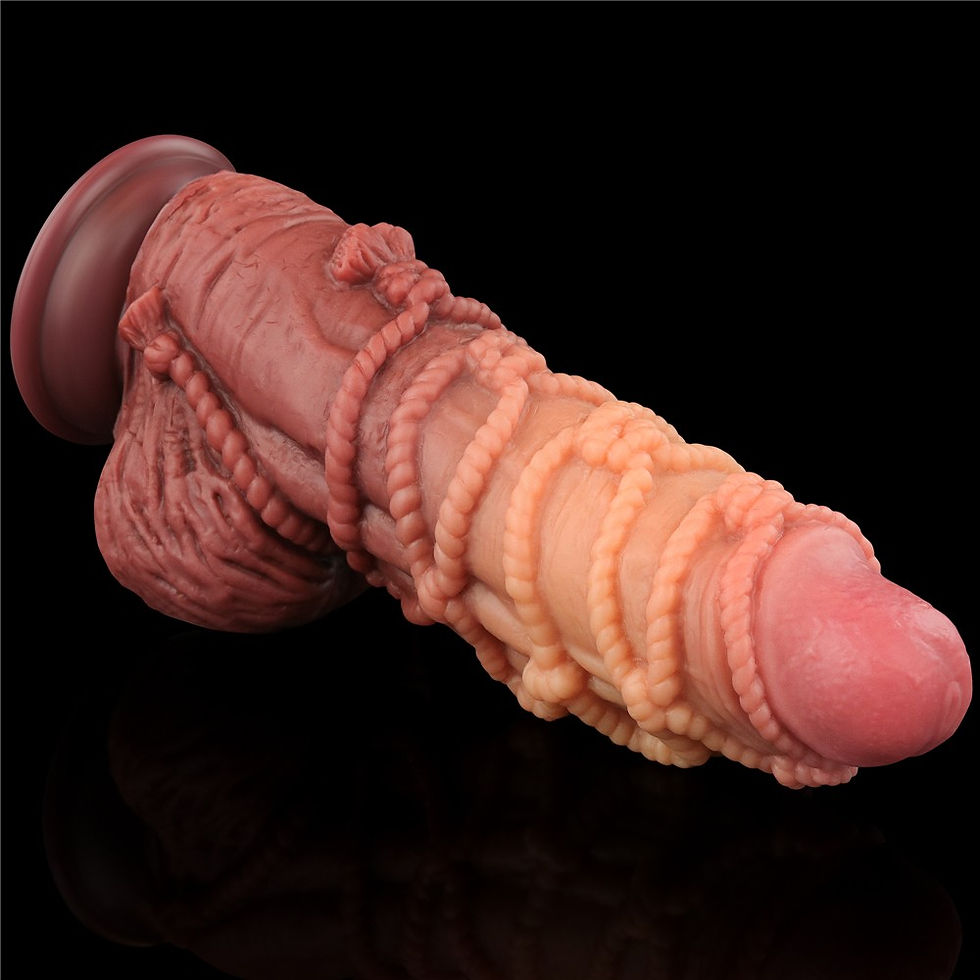 Μικρογραφία: Dildo διπλής πυκνότητας με εφέ bondage "Platinum Silicone Cock " -(24cm/7.7cm)