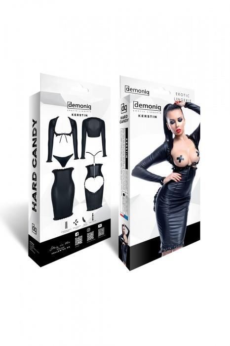 Μικρογραφία: Σέξι Vinyl Σετ 3 Τεμαχίων "Kerstin Demoniq" - Μαύρο EXTRA LARGE